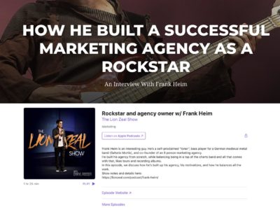 The Lion Zeal Show – How he built a successful marketing agency as a Rockstar